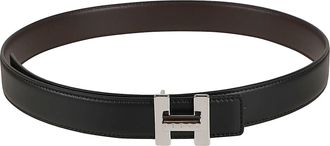 Hogan Calf Leather Metallic Buckle Belt