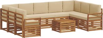 vidaXL Conjunto De Sof&aacute;s De Exterior 10 Uds. Natural Y Beige Vidaxl