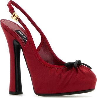 Dolce & Gabbana Womens Satin Platform Heel Red