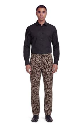 Lords of Harlech Leopard Mens Tailored Pant in Leopard Brown at Nordstrom, Size 36 X 32