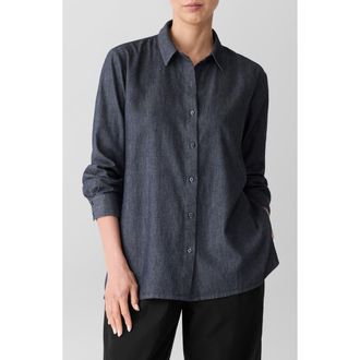 Eileen Fisher Classic Long Sleeve Organic Cotton Chambray Button-Up Shirt in Denim at Nordstrom Rack, Size Xx-Small