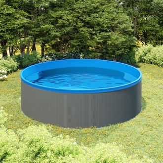 vidaXL Splasher De Piscina Con Skimmer Y Bomba Suspendida De 350x90 Cm De Gris