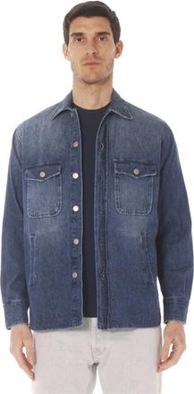 Tintoria Mattei Giacca in denim di cotone - Heren - Spijkeroverhemden - Blauw - 2XL - Denim - Overhemden