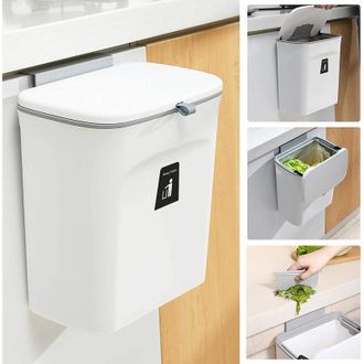 OEM Cubo De Basura Colgante Con Tapa, 9 Litros, Para Montaje En Pared, Ideal Para Autocaravanas, Puertas De Armarios, Alacenas Y Ba&ntilde;os. Medidas: 29,5 X 16