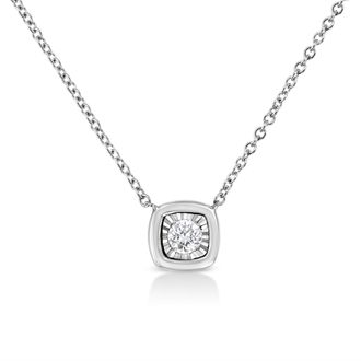 House of Brilliance 10K Yellow Gold Plated.925 Sterling Silver 1/10 Cttw Miracle Set Round Diamond 18 Pendant Necklace