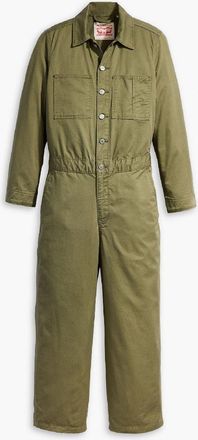 Levi's Womens Levis Iconic Collared Neck Long Sleeve Solid Patterned Jumpsuit in Olive Night - Size 12 UK