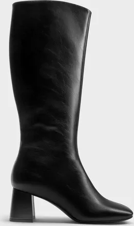 Charles & Keith Square-Toe Side-Zip Knee-High Boots
