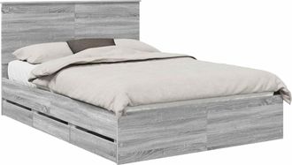 vidaXL Estructura De Cama Gris Sonoma 140 X 200 Cm Madera Ingenieril Vidaxl