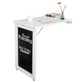 SoBuy Sobuy - Escritorios De Ordenador,mesa Plegable De Pared Con Pizarra Frontal,blanco Fwt20-w Es