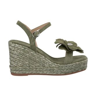 Alma En Pena Wedges, female, Green, 7 UK, Flower wedge sandal