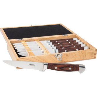 Viking Steakhouse 6-Piece Pakka Wood Steak Knife Set in Red at Nordstrom
