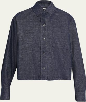 Vince Cropped Long-Sleeve Shirt