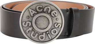 Acne Studios Accessoires, Heren, Zwart, L, Leer, Logo Leren Riem