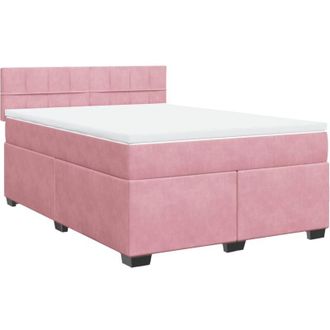 vidaXL Vidaxl - Cama Box Spring Con Colch&oacute;n Terciopelo Rosa 140x190 Cm