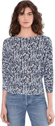 Nic+Zoe Indigo Crosshatch Sweater Womens Clothing Indigo : SM, Viscose/Ramie