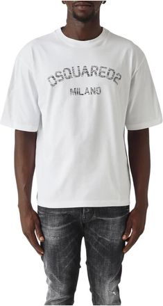 Dsquared2 Tops, Heren, Wit, XL, Katoen, Faded Milano T-Shirt