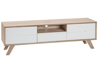 Beliani Mueble tv marr&oacute;n blanco