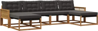 vidaXL Conjunto De Sof&aacute;s De Exterior 6 Uds. Natural Y Negro Vidaxl