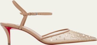 Christian Louboutin 60mm Miss Z Riviera Strass Mesh Pumps