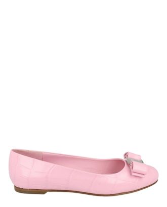 Ferragamo Varina Croco Embossed Ballerina Flats