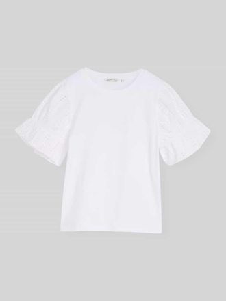 Tom Tailor Denim Loose Fit T-Shirt aus reiner Baumwolle mit Lochstickerei in Weiss, Gr&ouml;&szlig;e XS