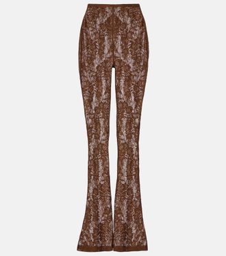 Norma Kamali High-rise lace flared pants