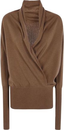 7 For All Mankind Wrap V-hals trui - Dames - Truien - Bruin - Maat: M Wol