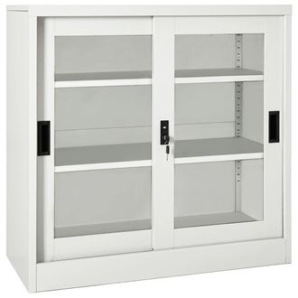 vidaXL Armario Con Puerta Corredera Gris Claro Acero 90x40x90 Cm Vidaxl