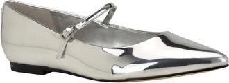 Calvin Klein Kamryn Flat Womens Silver Patent Leather Pointed Toe HTAT916
