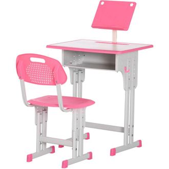 HOMCOM Banchetto Scuola per Bambini 6-12 Anni Sedia Altezza Regolabile Rosa