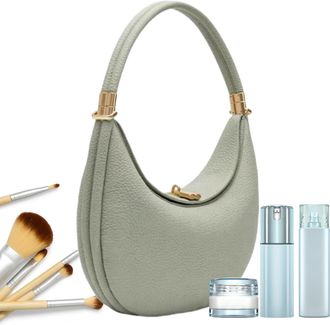 Generic Small Crescent Bag - Curved Shape Shoulder Purse, Womens Leather Carry Bag, Multi Style Transformable Tote Option, Modern Minimal Fashion Statement | 