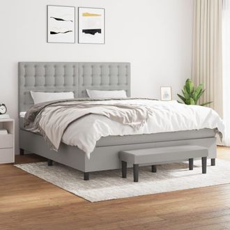vidaXL Vidaxl - Cama Box Spring Con Colch&oacute;n Tela Gris Claro 160x200 Cm