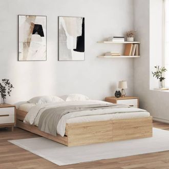 vidaXL Cama Con Cajones Madera Ingenier&iacute;a Roble Sonoma 140x190 Cm Vidaxl