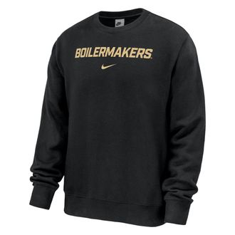 Nike Purdue Boilermakers Club Fleece Nike Mens NCAA Pullover Crew-Neck Sweatshirt in Black | M33234P826PURU-BLK