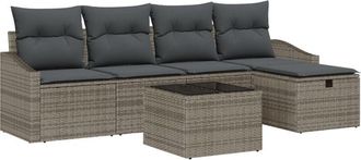vidaXL Vidaxl - Garden Sofa Set Manual 6 pcs Grey 55 x 55 x 37 cm Poly rattan
