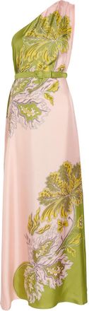 La DoubleJ LA Double J Roy Printed Belted Silk Maxi Dress - Pink - XL (UK16 / XL)