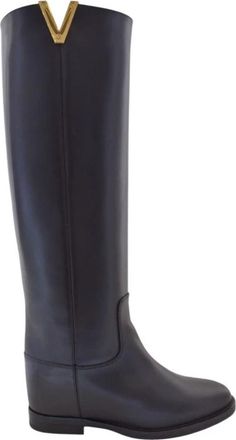Via Roma 15 Santa Monica High Boot - Dames - Hoge Laarzen - Zwart - 40 EU - Leer - Schoenen