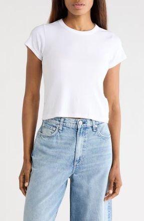 Rag & Bone Essie Crewneck Ribbed Crop T-Shirt in White at Nordstrom Rack, Size X-Small