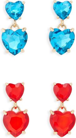 Tasha Set of 2 Double Heart Drop Earrings in Red/Aqua at Nordstrom Rack