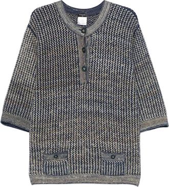 Chanel 2007 Blue & Beige Open-Knit Silk Sweater, Size Fr; 42 (Authentic Pre- Loved)