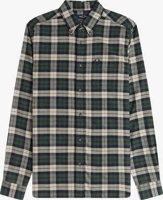 Fred Perry Mens Fred Perry M1754 Brushed Twill Tartan Shirt - Court Green - Size: 42/Regular
