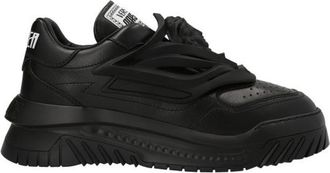 Versace Mens Black Leather Odyssea Sneakers, Brand Size 43 ( US Size 10 )