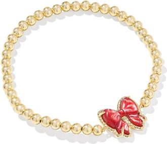 Kendra Scott Womens Haley Bow Stretch Bracelet In Gold Scarlet Red