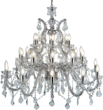 Searchlight Klassischer, dimmbarer Xl Kronleuchter Marie Therese 30-flammig, klares Glas