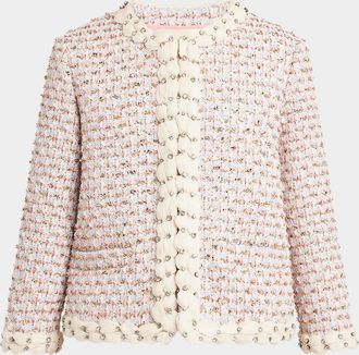 Valentino Garavani Boxy Crystal-Embellished Tweed Jacket