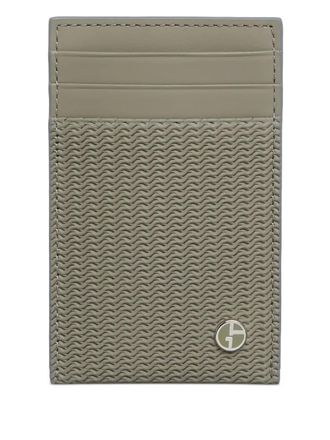 Giorgio Armani textured logo cardholder - men - Leather - One Size - Green