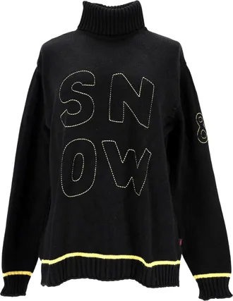Dolce & Gabbana Dolce & Gabbana SNOW gebreide trui met hoge hals in zwarte wol met print
