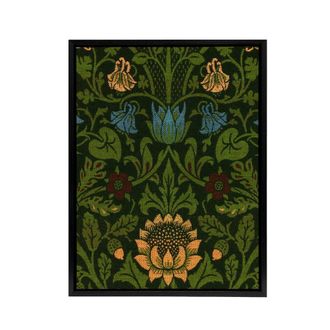 Artery8 Violet Columbine Flower Detail W. Morris Framed Canvas Wall Art in Green | Size: W24 x H32