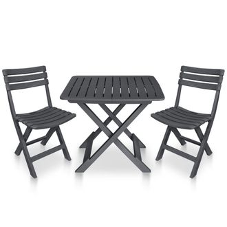 Berkfield Home 3 Piece Folding Bistro Set Plastic Anthracite in Black