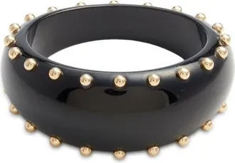 Open Edit Stud Oval Bangle in Gold- Black at Nordstrom